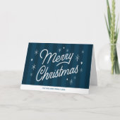 Blue Modern Script Kerstvakantie Gevouwen Kaart (Voorkant)