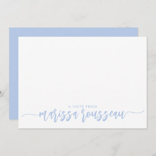 Blue Modern Script Name Carte de note personnalisé