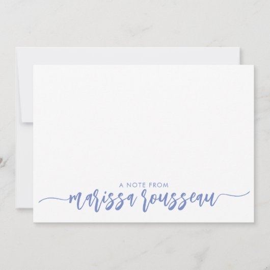 Blue Modern Script Name Carte de note personnalisé (Devant)