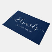 Blue Modern Script Personalized Doormat Deurmat (Schuin)