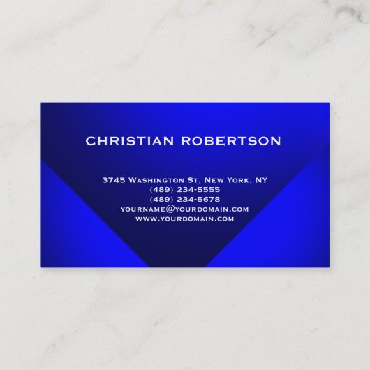 Blue Modern Simple Plain Visitekaartje (Voorkant)