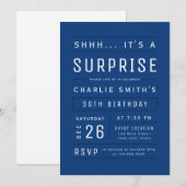 Blue Modern Simple Typography Surprise Birthday Kaart (Voorkant / Achterkant)