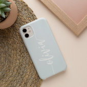 Blue Modern Sketched Script Gepersonaliseerde naam iPhone 16 Hoesje