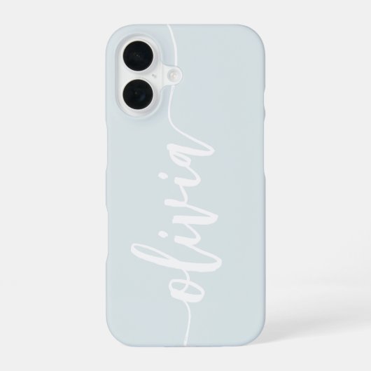 Blue Modern Sketched Script Gepersonaliseerde naam iPhone 16 Hoesje (Achterkant)