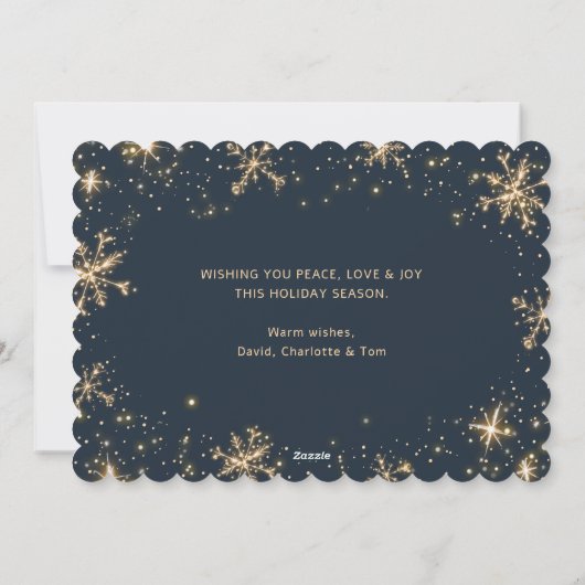 Blue Modern Snowflake Foto Vrolijke Kerst Kaart (Achterkant)