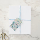 Blue Modern tiny flowers  Cadeaulabel (Met Touw)