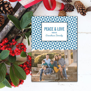 Blue Modern Triangles Carte photo de vacances