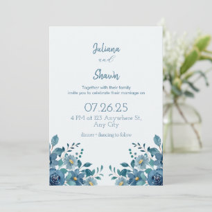Blue Modern Virtual Wedding Uitnodiging