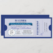 Blue Modern Wedding Ticket uitnodiging (Voorkant / Achterkant)