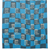 Blue Modern westerne cowboylaarzen Douchegordijn (Voorkant)