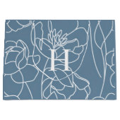 Blue Modern Wildflower Monogram Name Groot Cadeauzakje (Voorkant)