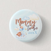 Blue Mommy wordt Teddy Bear Baby shower Button (Voorkant)