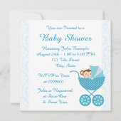 Blue Monkey Baby shower Kaart (Achterkant)