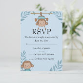 Blue Monkey RSVP Kaartje (Staand voorkant)