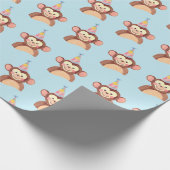 Blue Monkey verjaardagsfeestje cadeau inpakpapier (Hoek)