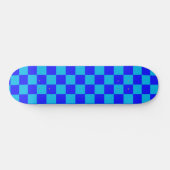 Blue Monochrome Checkerboard Pattern Skateboard (Horizontaal)