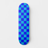Blue Monochrome Checkerboard Pattern Skateboard (Voorkant)