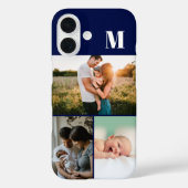 Blue Monogram 3 Photo collage Case-Mate iPhone Case (Achterkant)