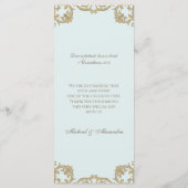 Blue Monogram Baroque Christian Wedding Menu (Achterkant)
