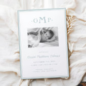 Blue Monogram Boy Baby aangekondigd Aankondiging