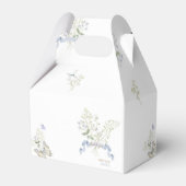 Blue Monogram Crest Peter het Konijn Baby shower Bedankdoosjes (Achterkant)