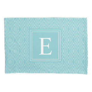 Blue Monogram Diamond Pattern Kussensloop