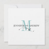 Blue Monogram en Names Wedding Invitation Kaart (Achterkant)