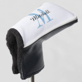 Blue Monogram Initiaal en Name Personalized Golfheadcover (3/4 voorkant)