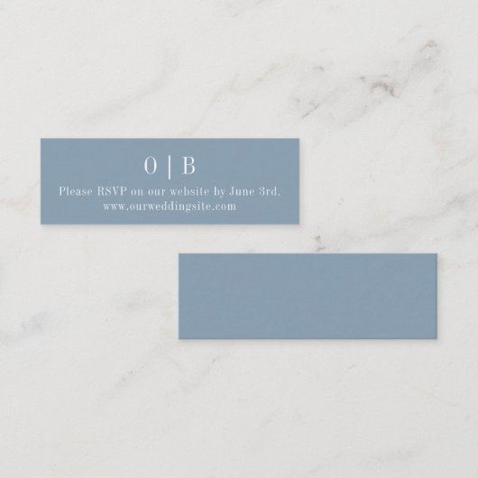 Blue Monogram RSVP Website Mini Enclosure Kaart Mini Visitekaartje (Voorkant / Achterkant)