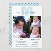 Blue Monogram Simple Adoption 3 Foto Collage Aankondiging (Voorkant / Achterkant)