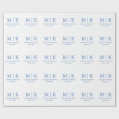 Blue Monogram Wedding Cadeaupapier (Vlak)