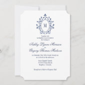 BLUE Monogram Wedding Invitation (Devant)