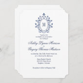 BLUE Monogram Wedding Invitation (Devant / Derrière)