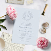 Blue Monogram Wedding Kaart