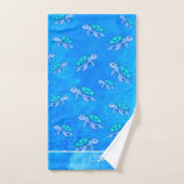 Blue Monogrammed Name under the zee Turtle Bad Handdoek (Handdoek)
