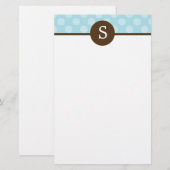 Blue Monogrammed Polka Dots Stationery Briefpapier (Voorkant / Achterkant)
