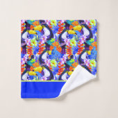 Blue Monogrammed Toucan-vogeltropische bloemen Bad Handdoek (Wasdoekje)