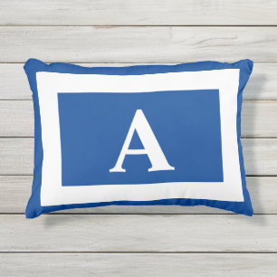 Blue Monogrammed Trendy Accent Buitenkussen
