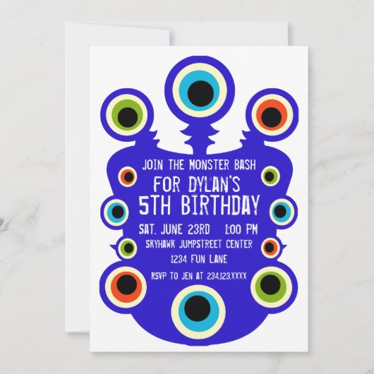Blue Monster Eyes Anniversaire Fête Invitations (Devant)
