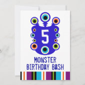 Blue Monster Eyes Anniversaire Fête Invitations (Dos)