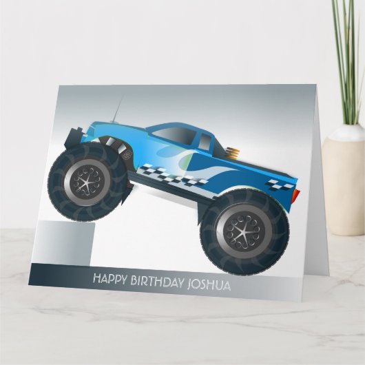 Blue Monster Truck Extra Grande carte d'anniversai (Devant)
