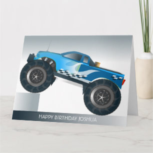 Blue Monster Truck Extra Large Birthday Card Kaart