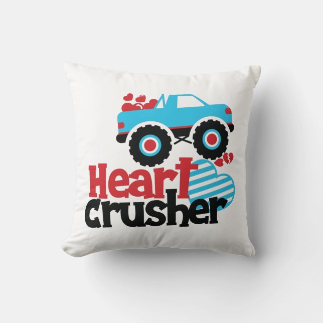 Blue Monster Truck Heart Crusher Valentijn Kussen (Voorkant)