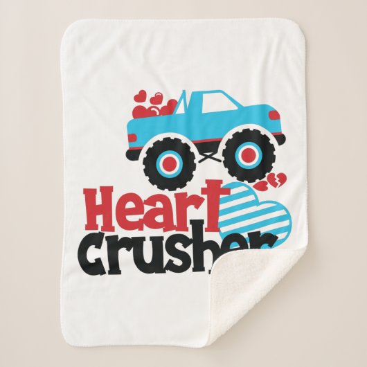 Blue Monster Truck Heart Crusher Valentijn Sherpa Deken (Voorkant)