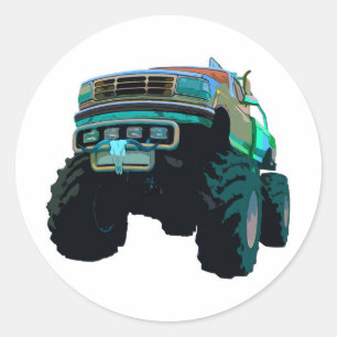 Blue Monster Truck Ronde Sticker