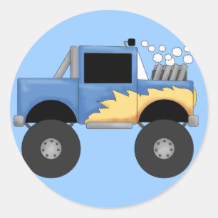 Blue Monster Truck Tshirts en Gifts Ronde Sticker