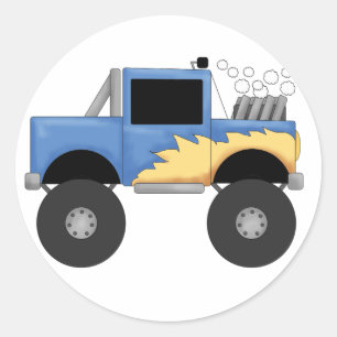 Blue Monster Truck Tshirts en Gifts Ronde Sticker