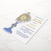 blue monstrance design | First Holy Communion Folie Uitnodiging (Gedraaid)