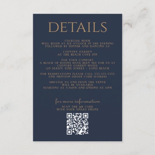 Blue Moody Floral Informatiekaartje (Voorkant)