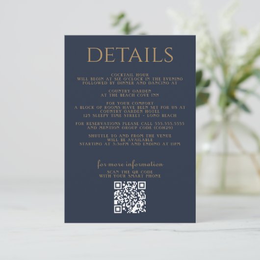 Blue Moody Floral Informatiekaartje (Staand voorkant)